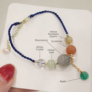 Buddha Stones Moonstone Sunstone Beads Peace Buckle Charm Healing Bracelet Bracelet BS 21