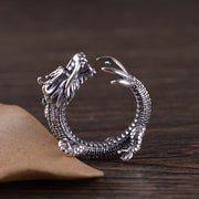 Buddha Stones 925 Sterling Silver Dragon Luck Protection Ring