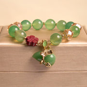 FREE Today: Hope & Self-confidence Red Agate Green Agate Gourd Cinnabar Flower Beads Bracelet