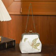 Buddha Stones Orchids Oriental Cherry Butterfly Embroidery Metal Handle Handbag Handbags BS 8