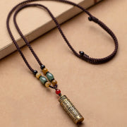 Buddhastoneshop Tibet Om Mani Padme Hum Agate Shurangama Sutra Protection Necklace Pendant Necklaces & Pendants BS 7