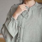 Buddha Stones Frog-Button Long Sleeve Shirt Zen Tai Chi Meditation Top Hanfu Clothing Jacket