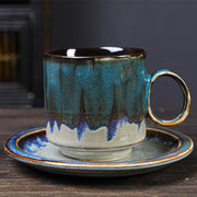 Buddha Stones Kiln Change Ceramic Coffee Mug Tea Milk Latte Art Coffee Cup With Saucer 150ml