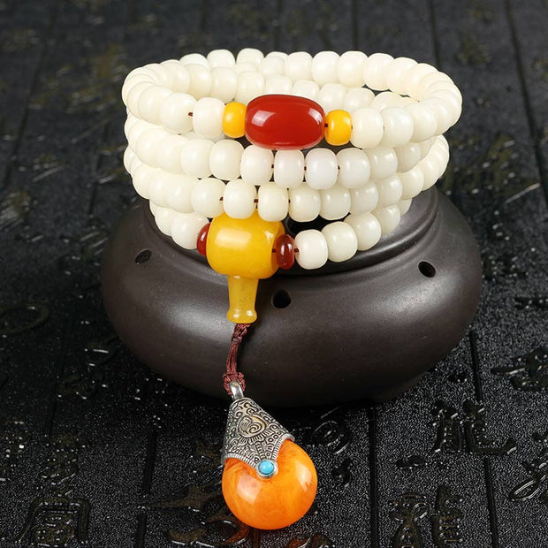 Buddha Stones Tibetan Mala White Bodhi Seed Blessing Bracelet