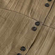 Buddha Stones 2Pcs Solid Color Loose Button Short Sleeve Shirt Harem Pants Set