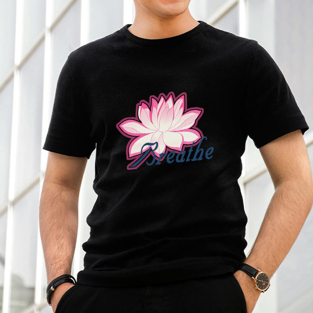 Buddha Stones BREATHE Lotus Flower Tee T-shirt T-Shirts BS 3