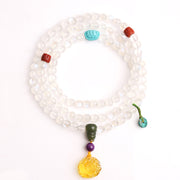 Buddha Stones 108 Mala Beads Moonstone Amber Lotus Turquoise Crystal Healing Bracelet