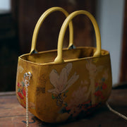 Buddha Stones Vintage Flower Peony Metal Chain Zipper Handbag Crossbody Bag Shoulder Bag Handbags BS 2