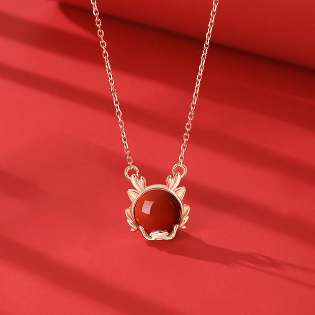 ❗❗❗A Flash Sale- Buddha Stones 925 Sterling Silver Year of the Dragon Cinnabar Red Agate Dragon Protection Bracelet Necklace Pendant Earrings Ring Bracelet Necklaces & Pendants BS Red Agate Necklace(A flash sale)