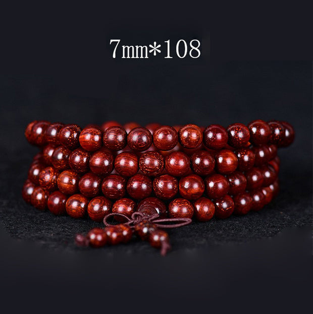 Buddha Stones Tibetan Small Leaf Red Sandalwood Balance Bracelet