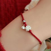 Buddha Stones Handmade Lotus Flower Luck Braid Red Rope Bracelet Bracelet BS 4