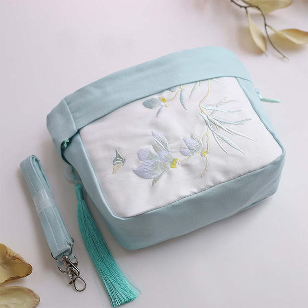 Buddha Stones Suzhou Embroidery Lotus Epiphyllum Magnolia Cotton Linen Tote Crossbody Bag Shoulder Bag Handbag 17
