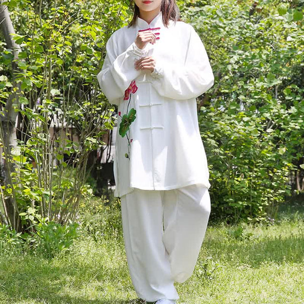 Buddha Stones Lotus Flower Leaf Pattern Tai Chi Meditation Prayer Spiritual Zen Practice Clothing Women's Set (Extra 30% Off | USE CODE: FS30) - image 8