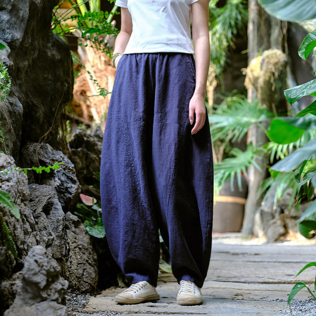 Buddha Stones Solid Color Loose Yoga Harem Pants With Pockets Harem Pants BS 21