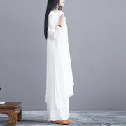 Buddha Stones 2Pcs Solid Color Midi Dress Wide Leg Pants Meditation Spiritual Zen Practice Yoga Dance Clothing