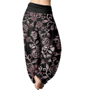 Buddha Stones  Numerous Flowers Pattern Women's Elastic Waist Harem Pants