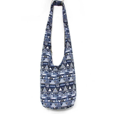 Buddha Stones Cotton Stripes Pattern Crossbody Bag Shoulder Bag Crossbody Bag&Shoulder Bag BS Blue Grey Pattern Stripes 36*19*34cm