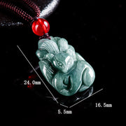 FREE Today: Good Luck Blessing Green Jade Nine-Tailed Fox Engraved Necklace Pendant FREE FREE 10