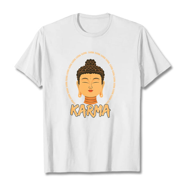 Buddha Stones Karma Buddha Tee T-shirt T-Shirts BS White 2XL