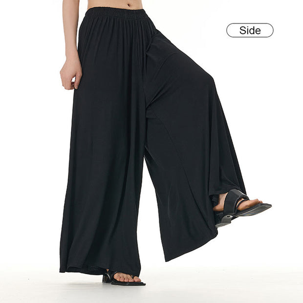 Buddha Stones Solid Color Loose Modal Wide Leg Pants With Pockets 3