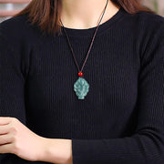 FREE Today: Luck Amulet Natural Green Jade Nine-Tailed Fox Necklace Pendant