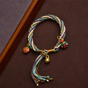 Buddha Stones Handmade Gold Swallowing Beast Family Healing Reincarnation Knot Braid Bracelet Bracelet BS 3