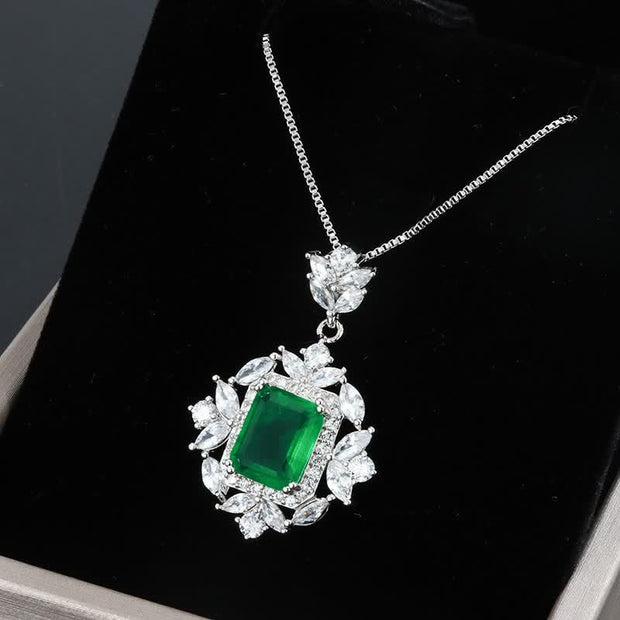 Buddha Stones Emerald Crystal Red Corundum Confidence Courage Ring Earrings Necklace Pendant Necklaces & Pendants BS Green Necklace