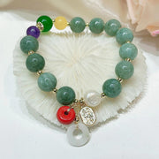 Buddha Stones Jade Red Agate Peace Buckle Charm Confidence Bracelet 5