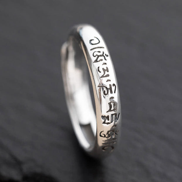 Buddha Stones 990 Sterling Silver Six True Words Om Mani Padme Hum Love Peace Ring (Extra 35% Off | USE CODE: FS35) - image 21