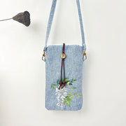 Buddha Stones Small Embroidered Flowers Crossbody Bag Shoulder Bag Cellphone Bag 11*20cm 33