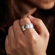 Buddha Stones Handmade 999 Sterling Silver Yin Yang Bagua Symbol Harmony Adjustable Ring Ring BS 2