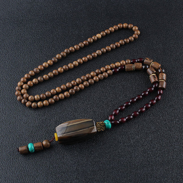 Buddha Stones Tibetan Wenge Wood Bodhi Seed Agate Balance Peace Necklace Pendant (Extra 40% Off | USE CODE: FS40) - Wenge Wood&Random Wooden Bead - image 16