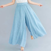 Buddha Stones Women Casual Loose Cotton Linen Wide Leg Pants For Yoga Dance Wide Leg Pants BS Light Blue (Waist 64cm/Length 95cm)