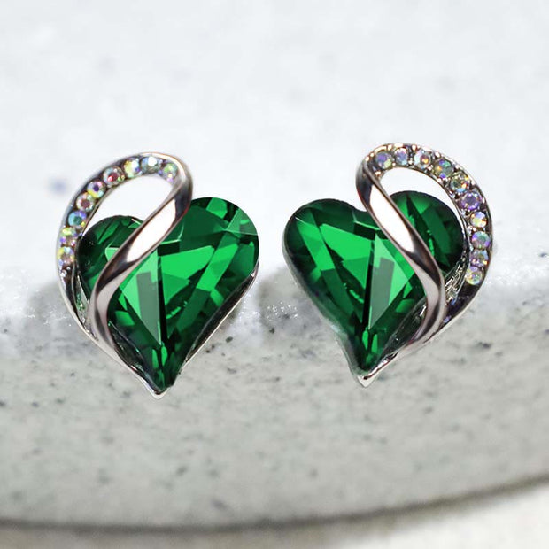 Natural Various Gemstone Birthstone Crystal Love Stud Earrings