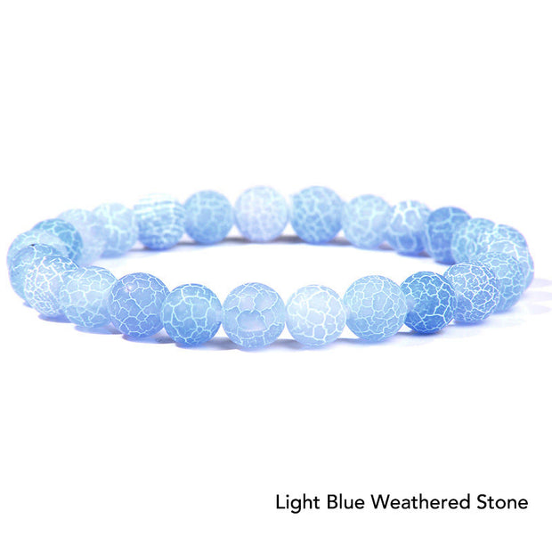 Natural Agate Stone Crystal Balance Beaded Bracelet Bracelet BS Light Blue Weathered Stone