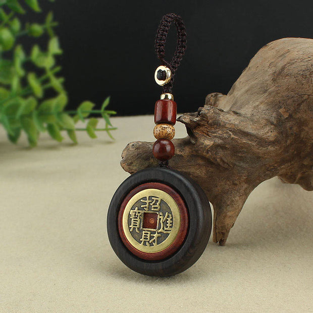 FREE Today: Attract Wealth Copper Coin Ebony Wood Red Sandalwood Key Chain Decoration FREE FREE 2