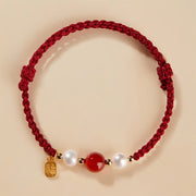 Buddha Stones 925 Sterling Silver Good Fortune Fu Character Agate Pearl Red String Braid Bracelet (Extra 30% Off | USE CODE: FS30) - image 2