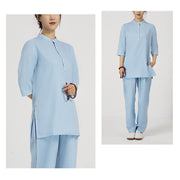 Buddha Stones 2Pcs Buttons Three Quarter Sleeve Shirt Top Pants Meditation Zen Tai Chi Cotton Linen Clothing Women's Set