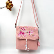 Buddha Stones Embroidered Camellia Epiphyllum Gardenia Sakura Flowers Crossbody Bag Shoulder Bag Cellphone Bag