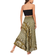 Buddha Stones Two Style Wear Boho Elephant Geometry Lace-up Skirt Dress