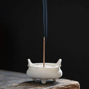 Buddha Stones Prosperous Dragon Double Lion Ears Pattern Healing Ceramic Incense Burner Decoration