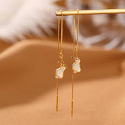 Buddha Stones 925 Sterling Silver Year of the Rabbit Hetian White Jade Happiness Drop Earrings (Extra 35% Off | USE CODE: FS35) - Hetian White Jade(Protection♥Happiness) - image 0