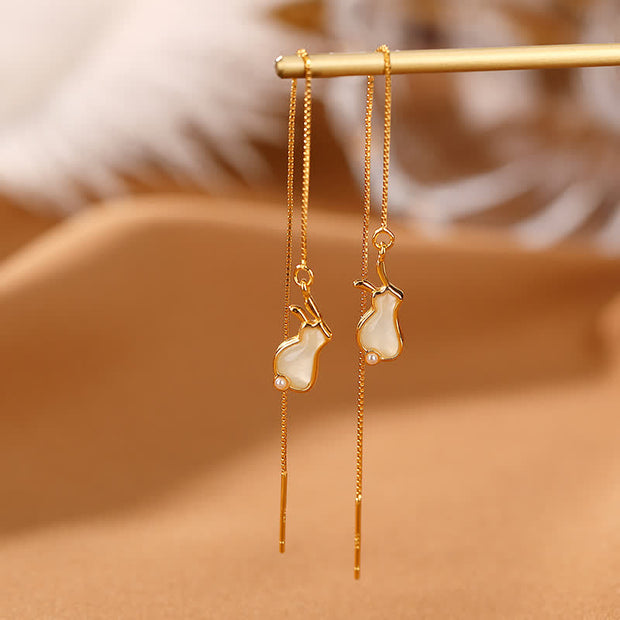 Buddha Stones 925 Sterling Silver Year of the Rabbit Hetian White Jade Happiness Drop Earrings (Extra 35% Off | USE CODE: FS35) - Hetian White Jade(Protection♥Happiness) - image 0
