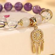 Buddha Stones Green Strawberry Quartz Amethyst Crystal Dreamcatcher Healing Bracelet 6