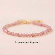 Buddha Stones Strawberry Quartz Prehnite Peridot Lazurite Pink Crystal Tourmaline Healing Chain Bracelet 1