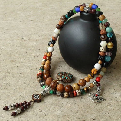 Buddha Stones Tibet 108 Mala Beads Nine Palaces Bagua Bodhi Seed Yak Bone Vajra Harmony Bracelet