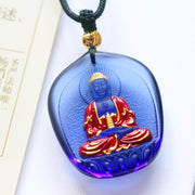 Buddha Stones Tibet Medicine Buddha Liuli Crystal Compassion Necklace Pendant (Extra 35% Off | USE CODE: FS35) - Pagoda Medicine Buddha - image 6