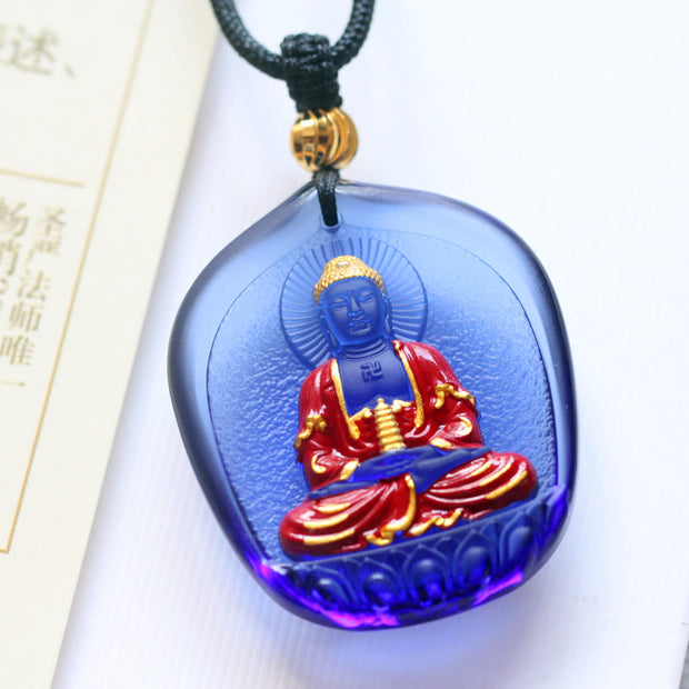 Buddha Stones Tibet Medicine Buddha Liuli Crystal Compassion Necklace Pendant (Extra 35% Off | USE CODE: FS35) - Pagoda Medicine Buddha - image 6