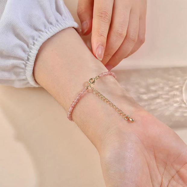 FREE Today: Enhance Courage Strawberry Quartz Prehnite Peridot Lazurite Pink Crystal Tourmaline Healing Chain Bracelet