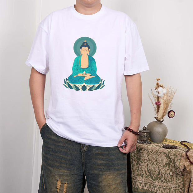Buddha Stones Lotus Meditation Buddha Tee T-shirt T-Shirts BS 6